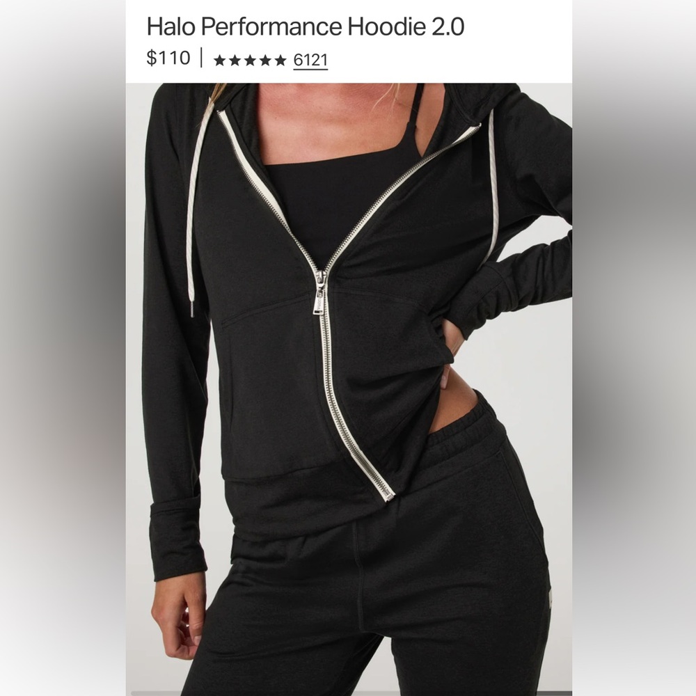 NWOT Vuori Halo Performance 2.0 SZ Medium Zip up hoodie black heather